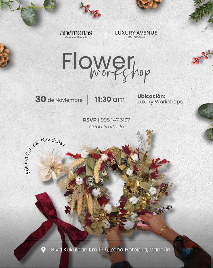 Flower Workshop Edición Coronas Navideñas